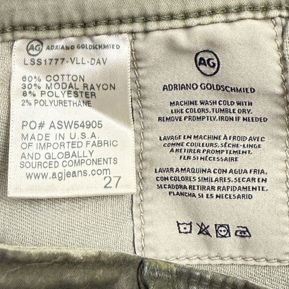 AG Jeans The Farrah Skinny High Rise Waxed Faux Leather 27 Olive Green NEW B27 - Picture 6 of 6